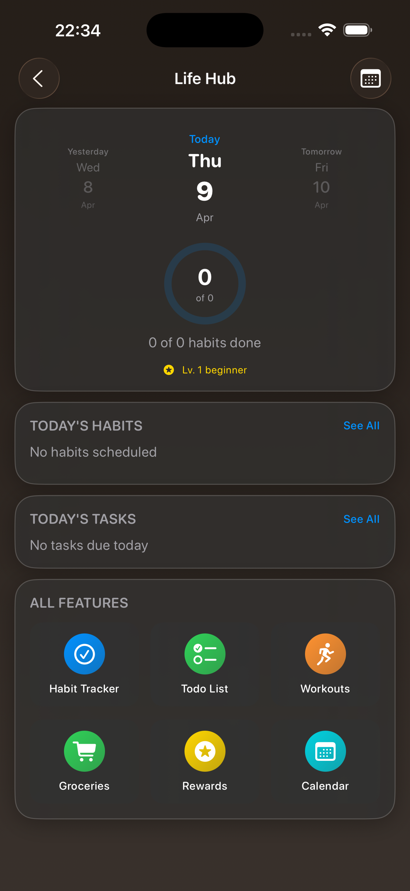 MyHub Life Hub — Habits, Todos, Workouts, Rewards